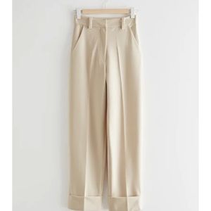 & Other Stories Cream Relaxed Crease Trousers